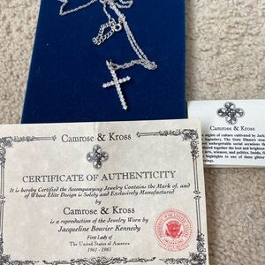 Camrose & Kross Silver Cross Necklace Jackie Kennedy